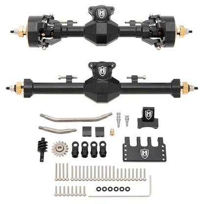 MEUS Racing Isokinetic 3-Section CVD Front and Rear Axles Maximum Steering Angle 52° Wider +5MM for Axial SCX24 Deadbolt C10 JLU Gladiator Bronco 1/24 RC Crawler Upgrade (Front and Rear- Black) - color: Front and Rear- Black
