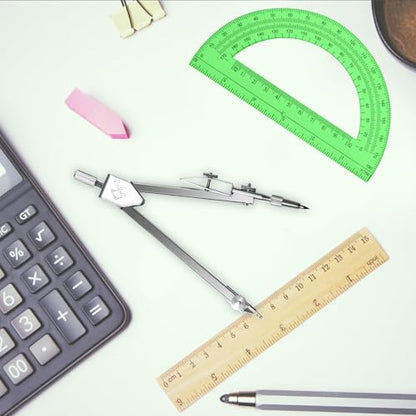 Students Geometry Math Set, Drawing Compass and 6 Inch Protractor - color: Green