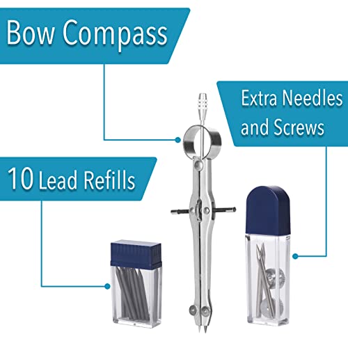 Mr. Pen- Professional Compass for Geometry, Extra Lead - color: Silver