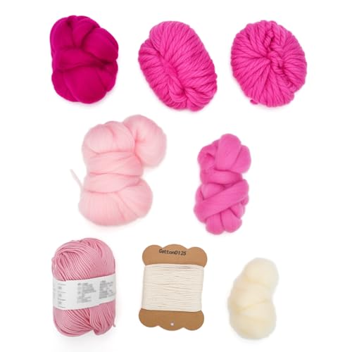 Weaving Loom for Beginners and 1 Set of Weaving Works Complete Yarn Kit with Detailed Friendly Instructions, Parents and Children in The Holiday Experience Weaving Brings Fun Pink - size: A7FT