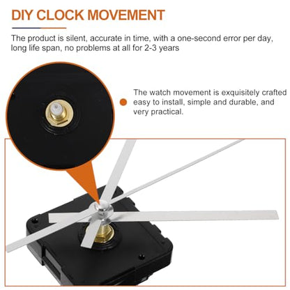 Clock Movement Quartz Clock Mechanism Kit, Silent Quartz with Long Spade Hands Wall Movement Non-Ticking Repair Parts Replacement Kit Motor for Custom Repair