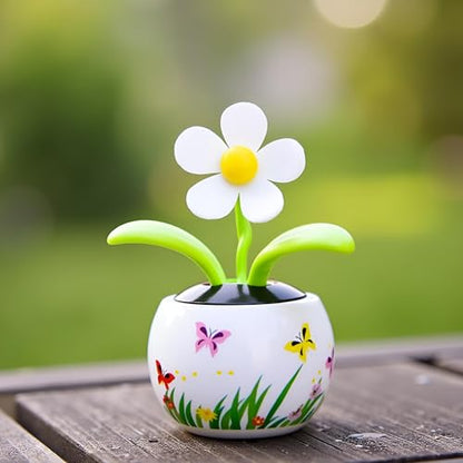 Solar Dancing Solar Powered Dancing White Flower in Colorful Shape Flip Flap Animated Bobblehead Dancer Window Sun Catcher Car Dashboard Decor Solar Power Kits，Learning and Education
