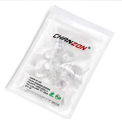 CHANZON 10 pcs 10mm Infrared Ray IR 850nm Emitter LED Diode Lights(DC 1.4V-1.6V 20mA)