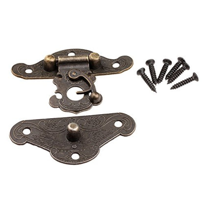 dophee 2Pcs Box Latch Hasps and 4Pcs Vintage Small Hinges with 28Pcs Screws