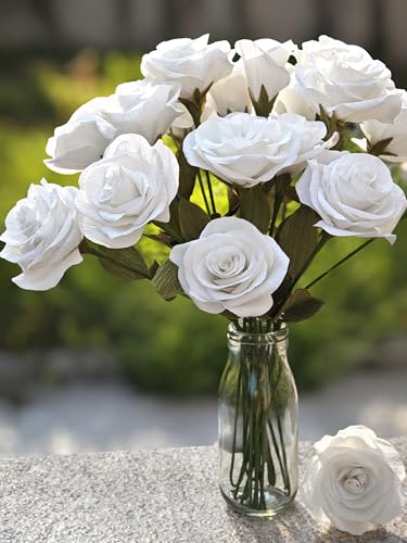 Crepe Paper Rose Flower DIY Making Kit (White) - color: White