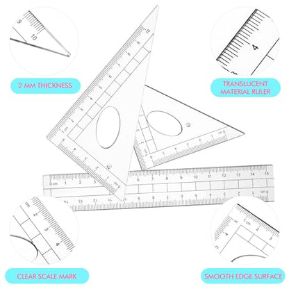 Zonon 24 Sets Math Geometry Kit, 10 Pcs Compass Rulers Protractor School
