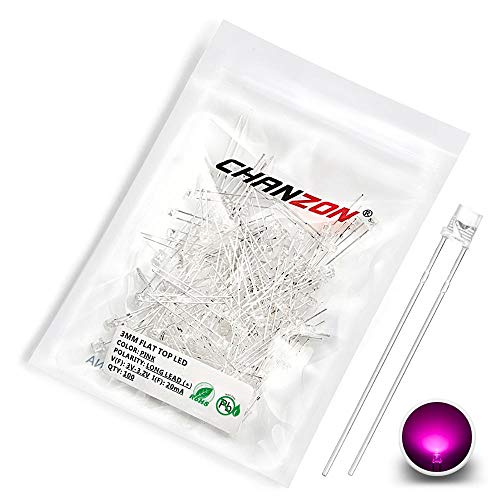 CHANZON 100 pcs 3mm Pink LED Diode Lights(DC 3V 20mA) - color: I) Pink (100pcs)