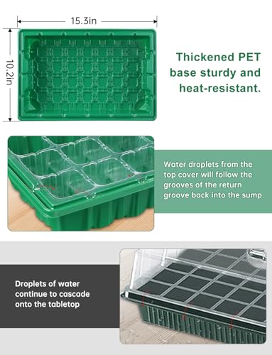2 Packs Large Seed Starter Tray, Adjustable Brightness and Timer with 48 Full Spectrum LEDs, Seed Starter Kit with Drainage Holes, Tools and Labels for Indoor Plant Growing and Outdoor Gardening - size: L×2 without Heat Mat