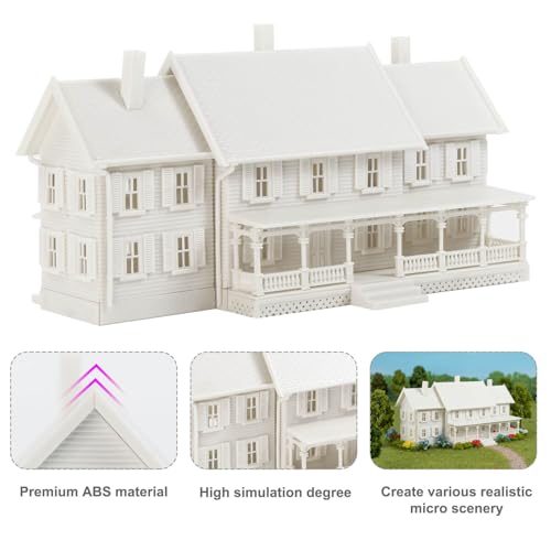 N Scale Model Village Two-Story House with Porch Kit Unassembled Christmas Building for Model Railroad JZN5891JJ