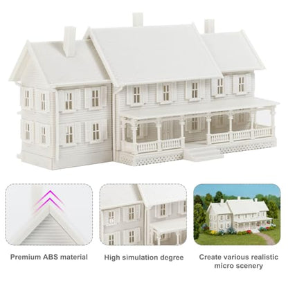 N Scale Model Village Two-Story House with Porch Kit Unassembled Christmas Building for Model Railroad JZN5891JJ