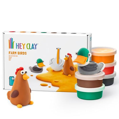 HEY CLAY Colorful Air Dry Clay Kit for Kids Modeling Gift Age 3+ (6 cans) - color: Farm Birds: Duck, Goose, Hen