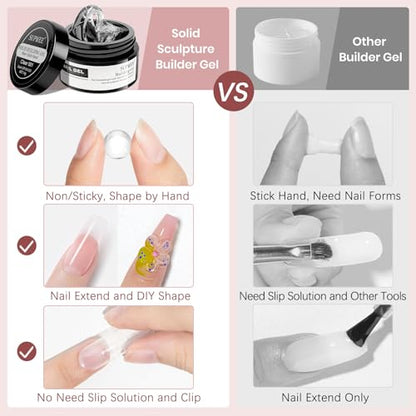 Clear and Nude Solid Builder Gel for Nails Extension 3D Hard Gel - color: Clear and Dark Nude