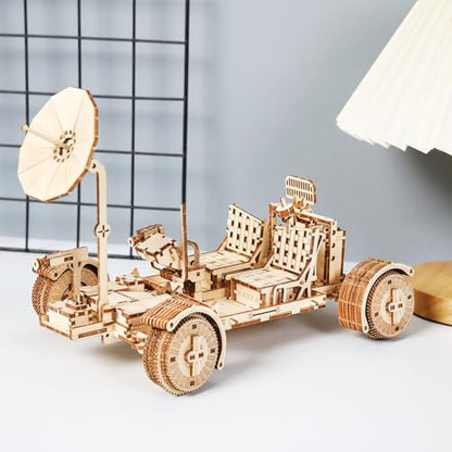 3D Wooden Puzzle for Adults, Lunar Rover Wooden Model Building Set, Self Assembly Mechanical Lunar Roving Vehicle Construction Craft Set, DIY Lunar Terrain Vehicle Wood Model Gift, 388 PCS - style: Lunar Rover