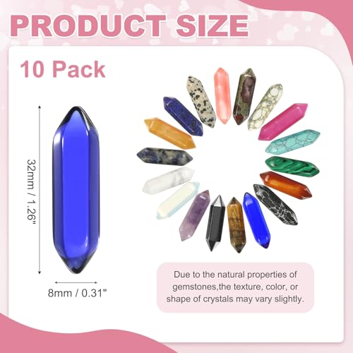 MECCANIXITY 10 Pack Blue Quartz Crystals, Polished Crystals Bulk Hexagonal Shaped Meditation Gemstone for Jewelry Making Energy Balance Accessories Gifts - color: Blue Quartz