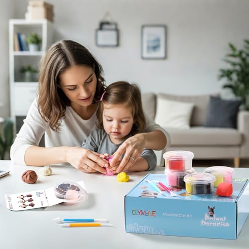 CLYMENE Air Dry Clay Kit for Kids, 12 Animals Modeling Clay with Accessory