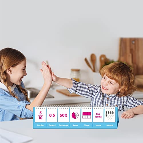 Fraction Flip Chart, 161 Double Sided Cards Freestanding Flip Chat with Fraction/Decimal/Percentage/Shape/Name/Animals, All Fractions from 1-10, Educational Math Learning Tool for School Supplies - style: Fraction