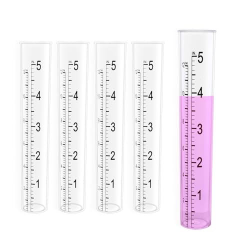 4 Packs of 5" Capacity Rain Gauge Plastic Replacement Rainfall Test Tubes with Scale for Yard Garden Outdoor Home Rain Gauge Outdoor