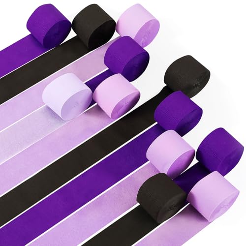 Epakh 12 Rolls Purple Black Crepe Paper Streamers 984ft - color: Purple Black