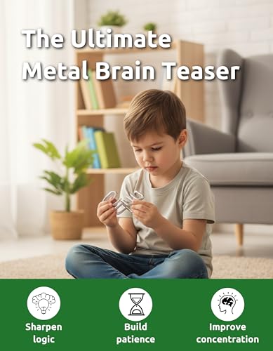 4-in-1 Puzzle Bright Curve Set by Sharp Brain Zone – Heavy Duty Metal Brain Teasers, Unique IQ Puzzle Games for Problem Solving, Stress Relief, Focus Training and Entertainment - style: Bright Curve