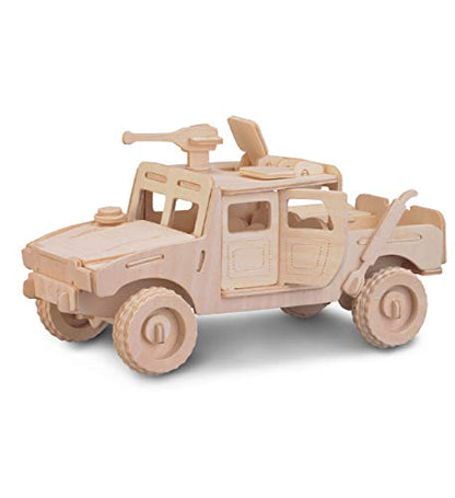 Puzzled 3D Puzzle H1 Truck SUV Wood Craft Construction Model Kit, Fun Unique & Educational DIY Wooden Army Toy Assemble Model Unfinished Crafting Hobby Puzzle 68pc Pack