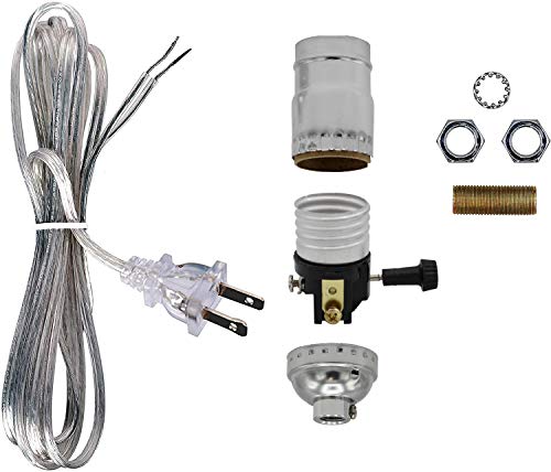 Creative Hobbies Make a Lamp or Repair Kit - All Essential Hardware, 3 Way Socket, and Matching Electric Cord (Silver) - color: Silver