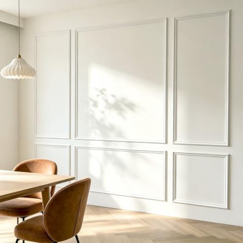 Peel and Stick Wall Molding Kit, Wainscoting Panels 24 PCS - color: White-Modern C