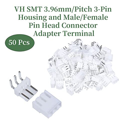 250 Pieces / 50 Sets JST VH SMT 3.96mm 3 Pin Connector Kit Set - size: 3-Pin, style: JST-VH-SMT