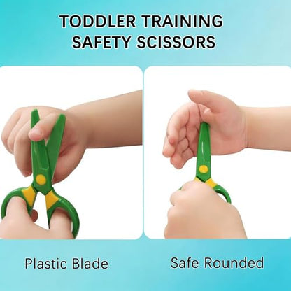 Toddler Safety Scissors, 3-Pack with 60 Craft Paper Sheets for Kids