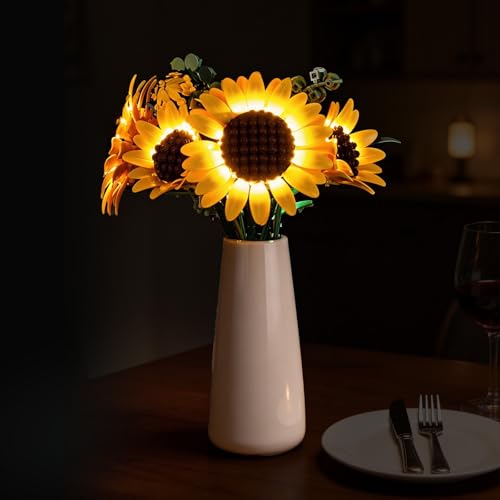 Vaodest LED Light Kit for Lego Sunflower Bouquet 11502, Decorative Lighting Accessories Compatible with Lego 11502 Botanical Collection, Warm Glow DIY Lights - Model NOT Included - style: 11502 Sunflower Bouquet Set