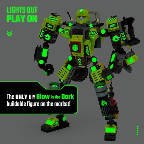 JITTERYGIT Mech Buildable Robot Glow in The Dark STEM Action Figure Toy Set, Cool Space Super Hero Christmas Birthday Gift, Xmas 3 in 1 Present DIY for Boys, Girls, Teen 6 7 8 9 10 Year Olds - style: Verdant Green - Cliffsling