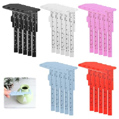 30 Pcs Plastic Vernier Caliper, 80mm/3.15" Eyebrow Measuring Tool, Mini Sliding Ruler Caliper Gauge for Students DIY Crafts School Office Tattoo Eyebrow Artists Use (5 Color, 0-3.15"/0-80mm) - color: 5 colors(30pcs)
