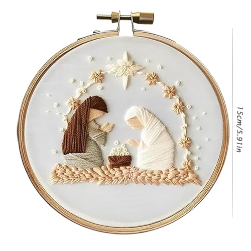 SCECALA 4 Winter Christmas Pack Embroidery Kit for Beginners - color: Beige