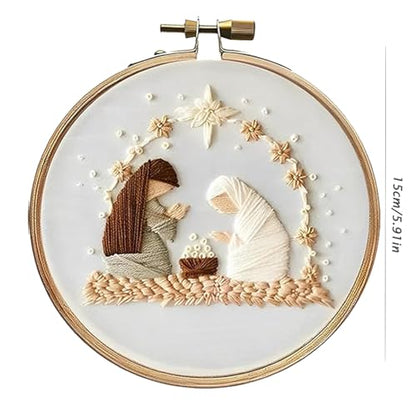 SCECALA 4 Winter Christmas Pack Embroidery Kit for Beginners - color: Beige