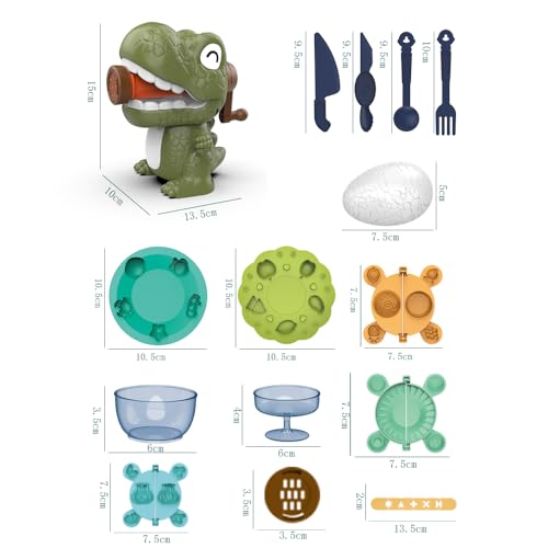 Dinosaur Dough Play Set - Dino Noodle Maker & Egg Molds for Kids Ages 3-8, Non-Toxic Modeling Clay, Burr-Free Dinosaur Molds, Fine Motor Sensory Craft Toy, Perfect Birthday Easter Gift for Boys Girls - style: Dinosaur