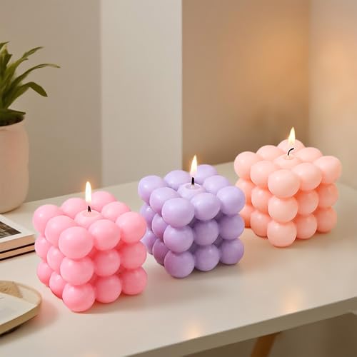 109 PCS 3D Geometric Kits Candle Molds for Candle Making, Bubble Cube Cloud Onion Shape Mould, Silicone Mold for DIY Aromatherapy & Candles Soap Wax Epoxy Resin Casting Craft Supplies Home Decoration