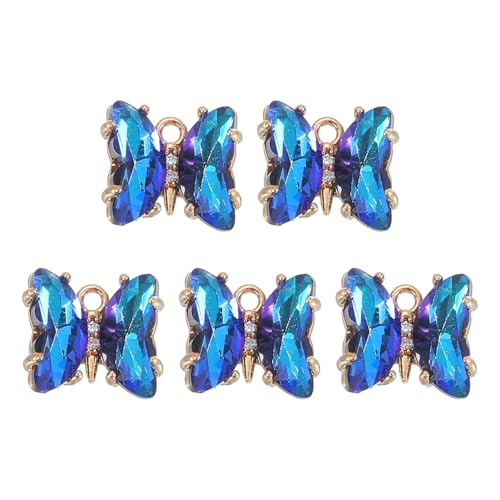 uxcell Crystal Gold Plated Butterfly Charm, Brass Zircon Charm Pendant - color: Bright Blue, size: 12x10mm