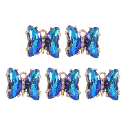 uxcell Crystal Gold Plated Butterfly Charm, Brass Zircon Charm Pendant - color: Bright Blue, size: 12x10mm