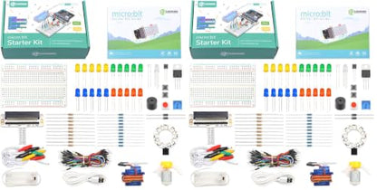 ELECFREAKS microbit Starter Kit 24 Accessories Micro:bit Basic Coding Electronics Kit, microbit Makecode Learning Kit with Guidance Manual (Without Micro: bit) (Pack of 2) - size: 83 x 55 millimeters (Pack of 2)