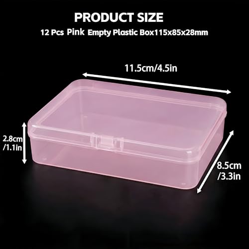 LJY 12 Pink Rectangular Plastic Boxes, 4.5 x 3.3 x 1.1 in for Samples - color: Pink, size: 4.5 x 3.3 x 1.1 inch