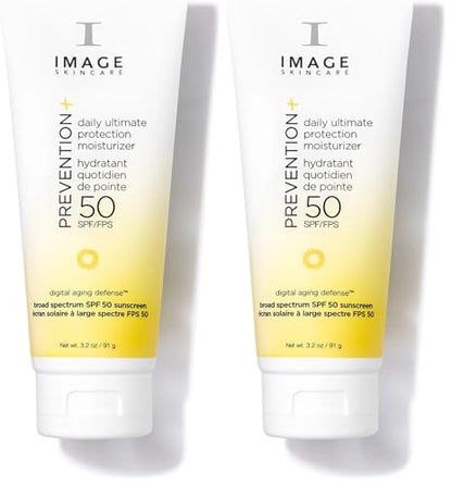 IMAGE Skincare PREVENTION+ Daily Ultimate Protection Moisturizer, SPF 50 Face Sunscreen Lotion, Zinc Oxide, Blendable with No White Cast, 3.2 oz - size: 3.2 Ounce (Pack of 2)