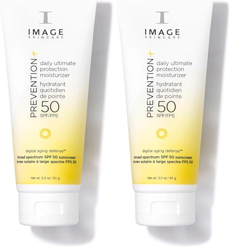 IMAGE Skincare PREVENTION+ Daily Ultimate Protection Moisturizer, SPF 50 Face Sunscreen Lotion, Zinc Oxide, Blendable with No White Cast, 3.2 oz - size: 3.2 Ounce (Pack of 2)