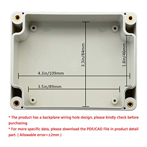 LeMotech ABS Plastic Junction Box, Dustproof Waterproof IP65 Electrical Box - Universal Project Enclosure Grey, with PC Transparent/Clear Cover 4.53 x 3.54 x 2.16 inch (115 x 90 x 55 mm) - size: 4.53" x 3.54" x 2.16"