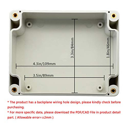 LeMotech ABS Plastic Junction Box, Dustproof Waterproof IP65 Electrical Box - Universal Project Enclosure Grey, with PC Transparent/Clear Cover 4.53 x 3.54 x 2.16 inch (115 x 90 x 55 mm) - size: 4.53" x 3.54" x 2.16"