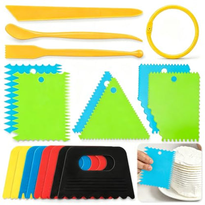 15 PCS Plastic Textured Art Supplies Kit with 3PCS Scrapers Art Tools - color: 18 Pcs