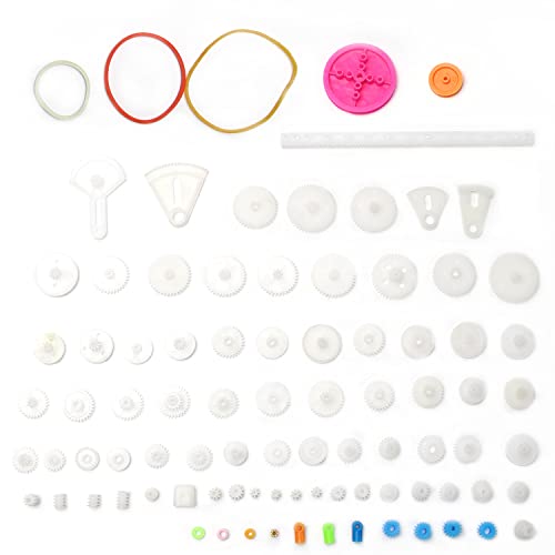 Fielect 85Pcs Plastic Gear Kit DC Motor Gears Kit DIY Gear Assortment Accessories Set for Motor Robot Various Gear Axle Belt Bushings - color: 85pcs