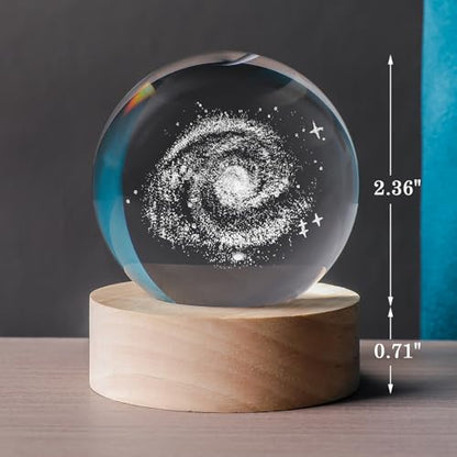 3D Galaxy 60mm Crystal Ball Astronomy Universe Gifts 3D Galaxy Crystal Globe Science Space Themed Physics Gifts Night Light lamp for Kids Men Him Dad Science Teacher - style: 3D Galaxy