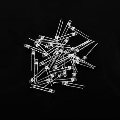 100PCS 3mm Blue LED Diodes, Clear Lens, Through-Hole Lights - color: (Transparent) BLUE, size: 3MM
