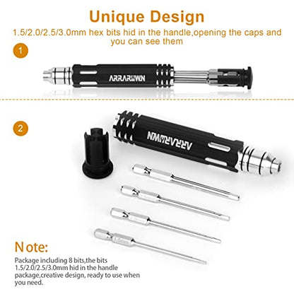 10 in 1 RC Model Repair Tools Kit with 1.5/2.0/2.5/3.0/4.0/5.5mm Hex Bits - color: Black With Red Tray