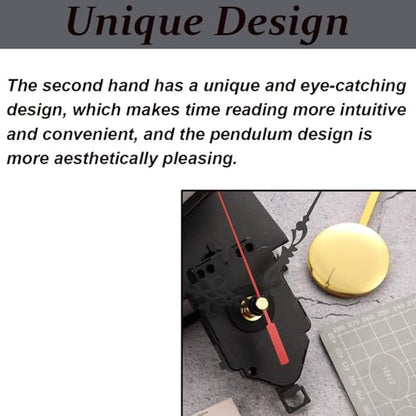 Quartz Pendulum Clock Movement, Mechanism DIY Repair Parts Replacement Kit with 3 Pairs of Hands for DIY Clock Repair