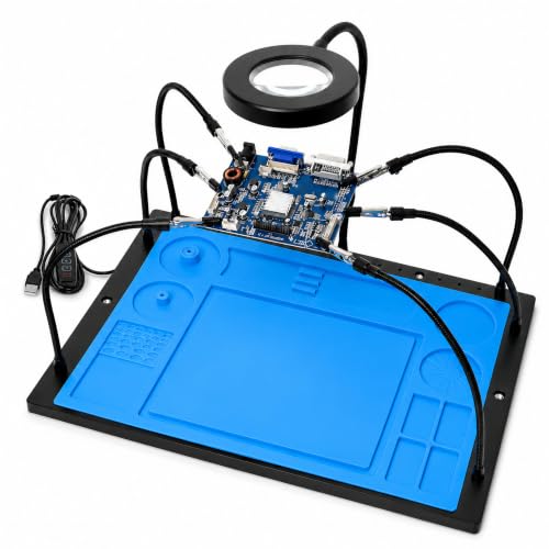 Kaisi Helping Hands Soldering Station with 10X LED Magnifying Glass - color: Blue, size: Magnifying glass lamp